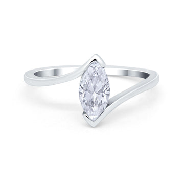 Marquise Swirl Wedding Ring Simulated Cubic Zirconia 925 Sterling Silver